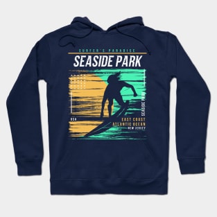 Retro Surfing Seaside Park, New Jersey // Vintage Surfer Beach // Surfer's Paradise Hoodie